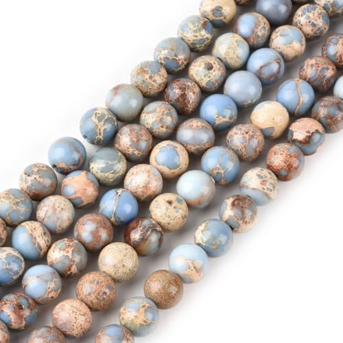 6mm Blue Violet Sea Sediment Imperial Jasper Round Gemstone Natural Stone Loose Beads for Jewelry Making Design Crafts 60 Pcs 15 Inch - color: Blue Violet, size: 6mm