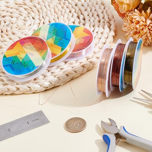 Beebeecraft 24 Gauge Copper Jewelry Wire, 158 Feet 6 Colors Beading Craft Wire Round Tarnish Resistant Bendable Flexible Metal for Jewelry Making Supplies