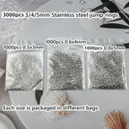 3000pcs 3mm 4mm 5mm Stainless Steel Jump Rings Connector O Rings Accessories for Bracelet Necklace Earrings Lanyard Keychain DIY Craft Jewelry Making Supplies - size: 3/4/5mm