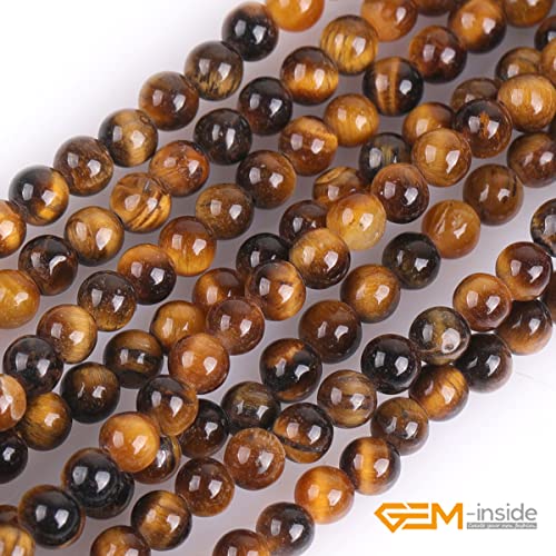 GEM-Inside Natural 2mm Tiger Eye Gemstone Loose Beads Round Crystal Energy Stone Power for Jewelry Making 15'' - color: Yellow Tiger Eye, size: 2mm