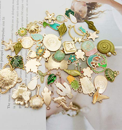 30pcs Mixed Enamel Charms Pendants for Jewelry Making Bulk lot Necklace Earrings Bracelet Craft Findings - color: Green