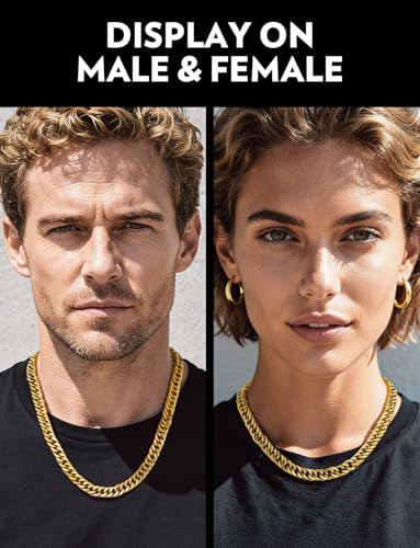 Bandmax Cuban Link Necklace for Men, Stainless Steel Chain, 5/7/10/13.5mm - color: g. 10mm Gold, size: 24 inch