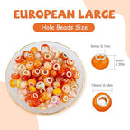 LAIDANLA Orange Mix Large Hole Beads, 100pcs 14mm x 5mm Round Resin, Plastic, Acrylic Loose Beads for Jewelry Making, DIY Gifts - color: M-Orange Mix