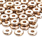 200pcs Gold Plated Flat Round Spacer Beads Brass Disc Spacers Beads Rondelle Spacers Loose Beads Jewelry Spacer Charm Beads for DIY Bracelet Necklace Crafts - color: KC Gold