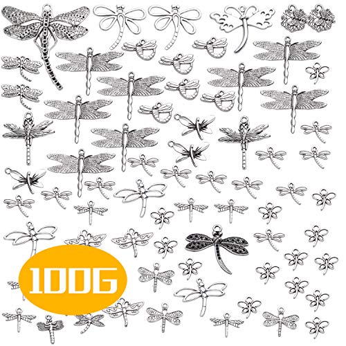 100g (About 50-80pcs) Antique Silver Dragonfly Charms Tibetan Insect Charms Pendants Craft Supplies for Bracelets Necklace Jewelry Making - style: Silver Dragonfly Charms