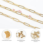 KYUNHOO 5M Gold Plated Stainless Steel Chain for Jewelry Making 4mm Wide Embossed Oval Paperclip Chain Bulk Soldered Jewelry Chain Spool with Lobster Clasps and Jump Rings for DIY Crafts - color: Embossed Paperclip Gold