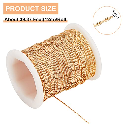 BENECREAT 22 Gauge 39 Ft Tarnish Resistant Brass Craft Wire, Gold Round Twist Jewelry Wire for Necklace Bracelet Making and Other Handmade Project