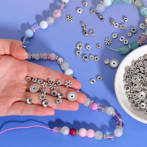 stino 270Pcs Silver Metal Spacer Beads for Jewelry Making, Bracelet Earrings Necklace Findings & Supplies 512 (Flat Disc (270PCs)) - color: Flat Disc (270PCs)