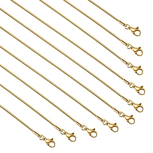 UMAOKANG Gold Plated Snake Chains for Jewelry Making, 10 Pack Stainless Steel Thin Chain Women Necklace DIY Supplies (16 Inch) - color: Gold Snake, size: 16 Inch