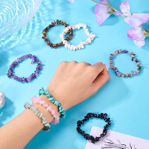 Elecrelive Glass Round Beaded Bracelet Set Clay Beaded Bracelets Stretch Bracelets - color: 8 Colors