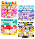 LUYI 32 Pcs Preppy Jewelry Bracelets for Women Clay Bead Colorful Surfer Heishi Bracelet Set Stackable Beaded Friendship Stretch Bracelets Boho Y2K Summer Beach Elastic Layering Bracelets - style: 32PCS-Bracelets