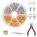 Jump Rings for Jewelry Making Supplies, Open Jump Rings and Lobster Clasps with Jewelry Pliers, Bracelet Clasps and Closures Lobster Clasps Jewelry Repair Kit, Silver and Gold