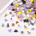 100Pcs Halloween Nail Art Charms Multi Shapes Colors 3D Pumpkin Torch Broom Nail Charms Cute Cartoon Bandage Web Ghost Tombstone Hat Nail Art Rhinestones Mini Flatback Nail Supplies for DIY Nails Art - color: Halloween-5