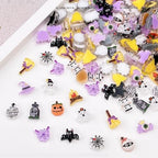 100Pcs Halloween Nail Art Charms Multi Shapes Colors 3D Pumpkin Torch Broom Nail Charms Cute Cartoon Bandage Web Ghost Tombstone Hat Nail Art Rhinestones Mini Flatback Nail Supplies for DIY Nails Art - color: Halloween-5