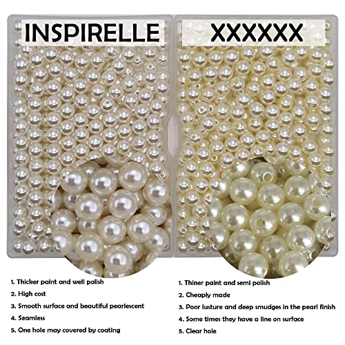 INSPIRELLE 7000pcs 4mm White Art Faux Pearl Beads ABS Round Loose Spacer Beads for DIY Craft Necklaces Bracelets Jewelry Making - color: White, size: 4mm