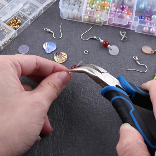 SPEEDWOX 5-Inch Bent Chain-Nose Pliers Mini 45-Degree Bent Nose Pliers For Jewelry Making Pvc Grip Handle With Double Leaf Springs Curved Nose Plier For Jewelry Making Repairing Tool - style: Bent Nose Pliers