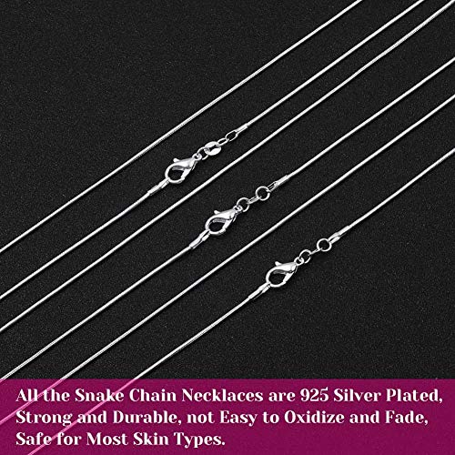 Paxcoo 30 Pack Bulk Necklace Chain Silver Plated Necklace Snake Chains for Jewelry Making, 1.2 mm (24 Inches) - size: 24 Inches