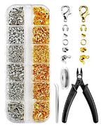 1200 Pcs Crimp Beads Kit for Jewelry Making, Including Crimp Beads, Covers, Tubes, Wire Guardians, Lobster Clasps, Jump Rings, Crimping Pliers and Beading Wire