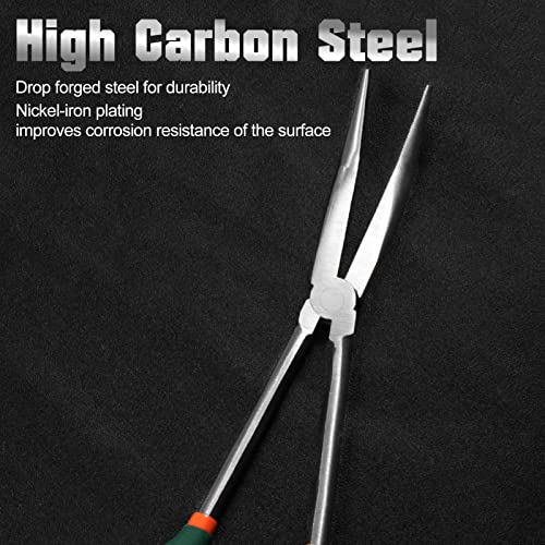 SPEEDWOX Long Reach Bent Nose Pliers 11 Inches 30 Degree Intermeshed Teeth Precision Fine Pliers for Hard to Reach Narrow Spaces High Leverage Reduce Efforts Non-slip Handle - style: 30°Bent Nose Pliers