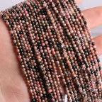 155pcs 2mm Natural Rhodonite Stone Loose Round Beads Gemstone Smooth Samll Spacer Beads for jewerly Making Bracelet Necklace - color: Rhodonite, size: 2 mm