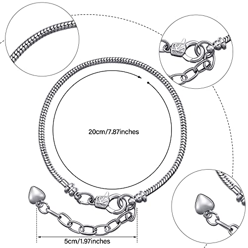 Hicarer 20 Pcs Chain Bracelet for Jewelry Making Women DIY Adjustable Snake Charm Bracelet with Heart Shape Extender Chain(Silver, Gold) - color: Silver, Gold