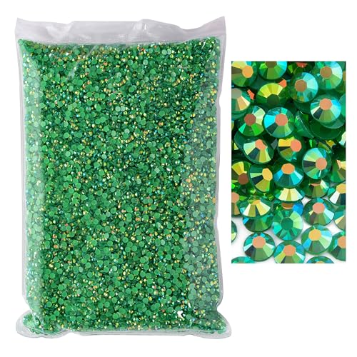 Blinginbox 50000pcs Flatback Rhinestones,Resin Non Hotfix Rhinestones Large Quantity Wholesale for Crafts DIY Creative Design,Clothes,Makeup,Nail Art (2mm=0.08",Emerald AB) - color: Emerald AB, size: 2mm=0.08"