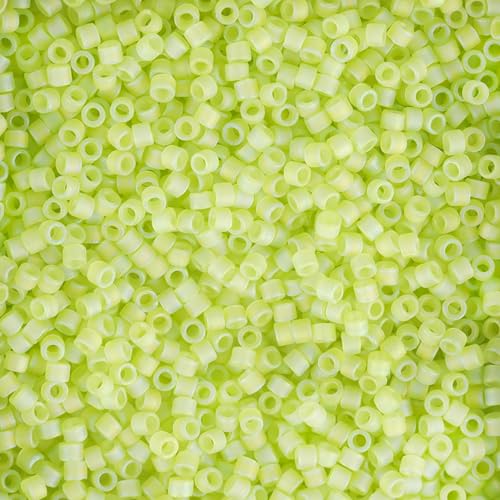 Miyuki Delica Seed Beads – Size 11/0 (1.6 mm), DB0860, Matte Chartreuse AB, 7.2 g, Approx. 1440 Beads, Made in Japan - color: DB0860 - Matte Chartreuse AB