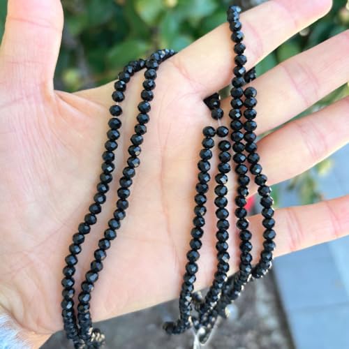 500pcs Czech Faceted Rondelle Crystal Glass Loose Beads 4mm Small Tiny Spacer Bulk Jet Black for DIY Craft Jewelry Making CCR423 - color: Jet Black, size: 4mm (0.16") - 500pcs