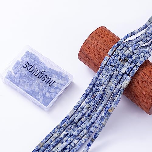 Natural Blue Sodalite Rectangle Tube Beads 4x13mm 38cm/str Loose Semi Gemstone Stone Beads for Making Bracelets Necklace Earrings - color: Blue Sodalite, size: 4x13mm Rectangle