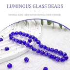 100PCS 8mm Glow in The Dark Beads Royal Blue Glow in The Dark Bead Glass Crystal Round Beads 1.5~2mm Hole with Rope for DIY Jewelry Craft Making - color: Royal Blue