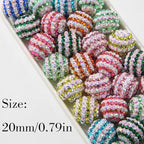 20mm Rhinestone Beads 20pcs Chunky Bubblegum Bead Beadable Pen Beads Shine Disco Ball Beadsfor Necklace Jewelry Bracelets DIY Crafts Making (ColorWhite) - color: colorwhite