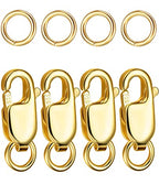 Dailyacc 925 Sterling Silver Lobster Clasp with Closed Jump Rings Gold Necklace Clasps and Closures for Jewelry Bracelet Extender,Made in Italy - color: 4pcs Gold, size: 0.39IN/10MM