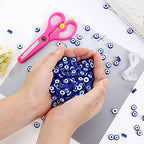 100pcs Evil Eye Polymer Clay 10mm Spacer Beads for Women Jewelry Making DIY Bracelet Necklace Hair Clip Accessories (Blue Evil Eye) - color: Blue Evil Eye
