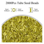 2000Pcs Tube Seed Beads 2x7mm Mini Long Glass Bugle Bead Small Craft Loose Spacer Beads for DIY Phone Charms Waist Bead Bracelets Earrings Necklaces (Lemon Yellow) - color: Lemon Yellow