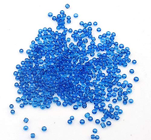 Perlin Glass Seed Beads 3mm 8/0 Round Mini Small Pony Beads 3300pcs for Making Earrings Bracelets Pendants Waist Jewelry DIY Handmade Transparent Color Kit (Sapphire Blue) - color: Sapphire Blue