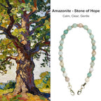 TEAMOLA Natural Stone Phone Charm, Handmade Crystal Cellphone Chain for Universal, Beaded Healing Anti Theft Phone Wrist Strap with Tether Tab, Amazonite - color: Green & Blue