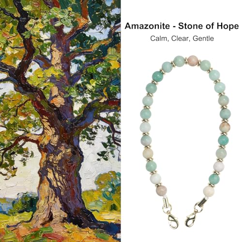 TEAMOLA Natural Stone Phone Charm, Handmade Crystal Cellphone Chain for Universal, Beaded Healing Anti Theft Phone Wrist Strap with Tether Tab, Amazonite - color: Green & Blue