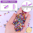 4000 Pcs Multicolor Glass Bugle Beads, 2 x 7 mm Embroidery Beads, Small Long Tube Seed Beads for Embroidery Craft Jewelry Making - color: Multicolor
