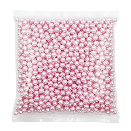 INSPIRELLE 1100pcs Pink Undrilled ABS Art Faux Pearls for Vase Fillers, 8mm No Hole Makeup Beads to Hold Lipstick Eyeliner, Imitation Round Pearl Beads for Table Scatter Home Wedding Decoration - color: Pink, size: 8mm