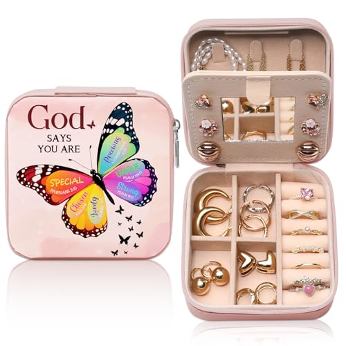 GAOLZIUY Christian Gifts for Women Girls, Inspirational Religious Birthday Gifts Butterfly Travel Jewelry Box, Spiritual Catholic Faith Prayer Gift for Friends, Mom, Sister - color: Christian - 04