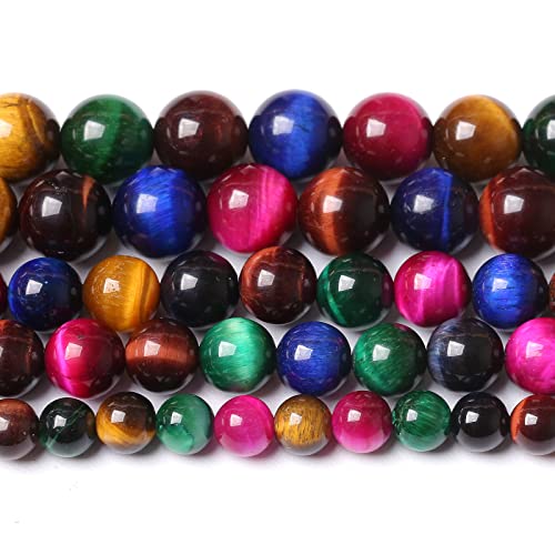 6mm 60PCS Colorful Tiger Eye Natural Stone Beads Crystal Spacer Loose Beads for Jewelry Making DIY Bracelet 1 Strand 15 inches - color: Colorful Tiger Eye Stone, size: 6mm