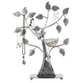 MyGift Silver Metal Jewelry Tree with Bird Nest - Holds up to 48 pair Earrings - color: Silver