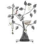 MyGift Silver Metal Jewelry Tree with Bird Nest - Holds up to 48 pair Earrings - color: Silver