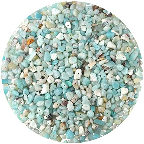 LAIDANLA Amazonite 400pcs Natural Chip Stone Beads 5-8mm Healing Crystal Irregular Gemstones Drilled DIY Loose Rocks Bead Crystal for Bracelet Earrings Necklace Jewelry Making Crafting - color: M-Amazonite
