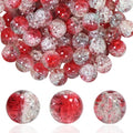 100Pcs 10mm Crackle Glass Beads for Jewelry Making - Round Spacer Crystal Beads Bulk, DIY Craft Supplies for Necklace Bracelet Earrings (Red Light Green Transparent) - color: Red Light Green Transparent
