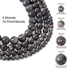 Craftdady 4 Strands Natural Gemstone Beads 6-12mm Undyed Black Labradorite Round Beads Loose Energy Healing Power Stone Beads for DIY Bracelets Necklaces Earrings Jewelry Crafts, About 178pcs - color: Black Labradorite