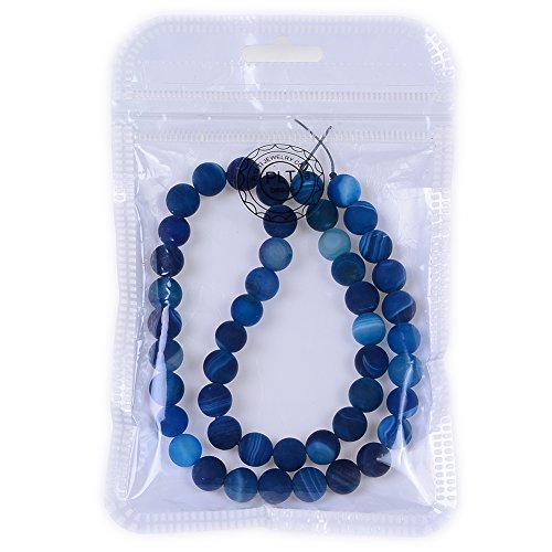 Natural Gemstone Loose Beads Matte Approxi 15.5 inch DIY Bracelet Necklace for Jewelry Making (6mm, Matte Blue Stripe Agate) - color: Matte Blue Stripe Agate, size: 6mm