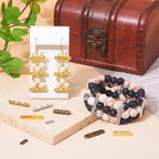 Pandahall 150Pcs 3-Holes Rectangle Spacer Bar Metal Beads 4 Styles Tibetan Multi Strand Separator Link End Bar Mixed Colors for Jewelry Making