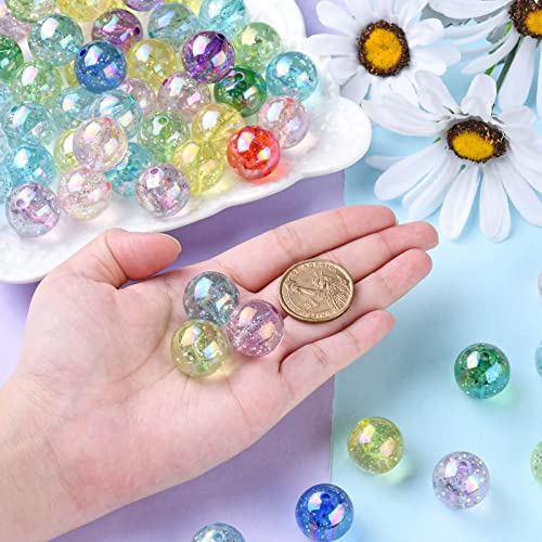 DanLingJewelry 100Pcs 20mm AB Color Transparent Beads Acrylic Round Beads Transparent Round Loose Beads for Jewelry Making - color: 100pcs - Random Color - 20mm Round - Transparent