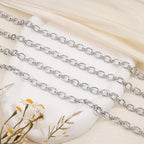 YOUBEIYEE 6.5 Feet Silver Chains Bulk Oval Link Chain Roll Chunky Stainless Steel Chain for Jewelry Making - color: Circle Silver
